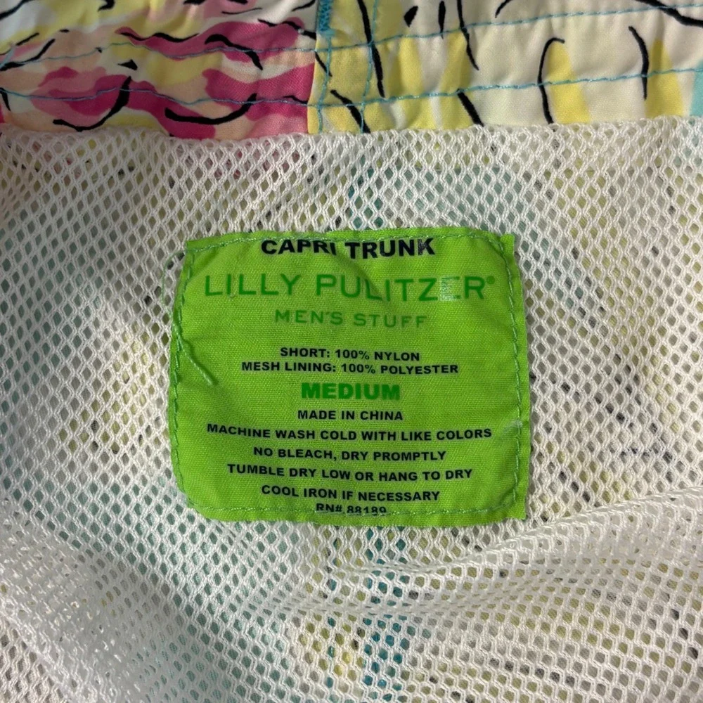 Lilly Pulitzer Mens Capri Trunk Swim‎ Shorts mens medium yellow floral print